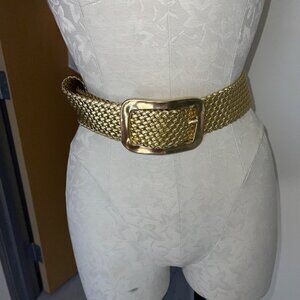 Vintage Womens Belt One Size Gold Braided Leather Statement Abel Luxury